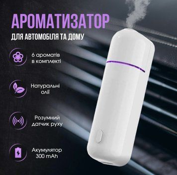 Автомобільний електронний дифузор ароматизатор повітря Ultrasonic Car Aroma Diffuser White автоматичний аромат