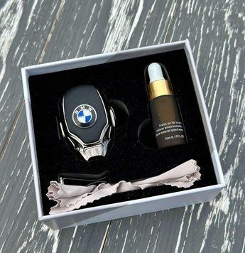 Ароматизатор воздуха в авто с логотопом BMW ХРОМ Автопарфюм премиум сегмент подарочная упаковка