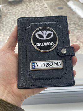 Портмоне для автодокументов и денег Кожаная обложка с логотипом и гос. номером авто