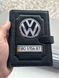Портмоне для автодокументів і грошей Шкіряна обкладинка з логотипом VOLKSWAGEN та держ. номером авто