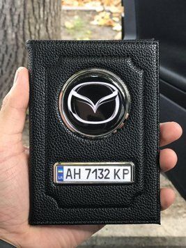 Шкіряна обкладинка для автодокументів з логотипом і держ. номером авто