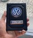 Шкіряна обкладинка для автодокументів з логотипом VOLKSWAGEN і держ. номером авто