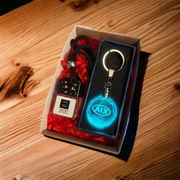 Подарунковий набір KIA LED брелок кристал + автопарфум