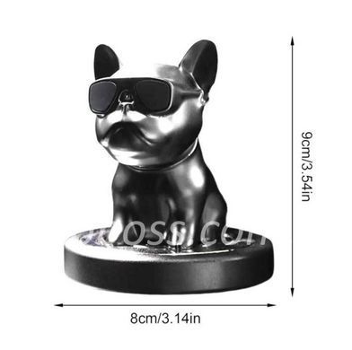 Ароматизатор в авто на торпеду Bulldog чорний із головою що хитається в подарунковій упаковці