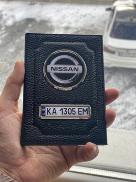 Шкіряна обкладинка для автодокументів з логотипом і держ. номером авто ребриста шкіра з жовтою ниткою