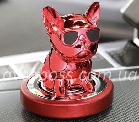 Ароматизатор в авто на торпеду Bulldog червоний із головою що хитається в подарунковій упаковці