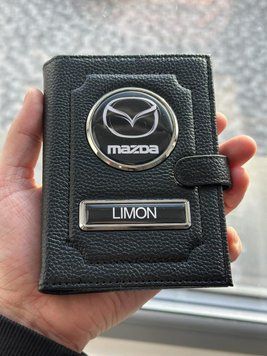 Портмоне для автодокументов и денег Кожаная обложка с логотипом MAZDA и гос. номером авто