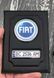 Кожаная обложка для автодокументов Fiat с логотипом и гос. номером авто ребристая кожа с красной ниткою