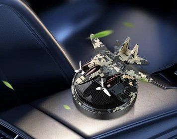Автомобильный ароматизатор камуфляжный самолет истребитель на солнечной батарее PIXEL GREEN