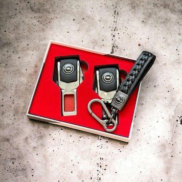 Подарунковий набір OPEL заглушки ременів безпеки + шкіряний брелок для ключів