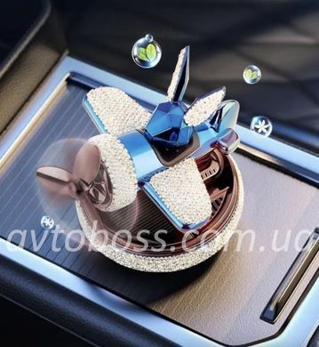 Автомобільний ароматизатор Зайчик Пілот зі стразами колір Синій на сонячній батареї