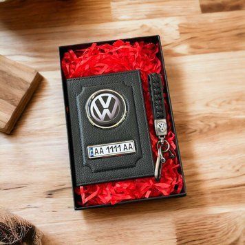 Подарунковий набір VOLKSWAGEN Обкладинка для автодокументів + шкіряний брелок