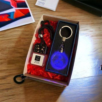Подарочный набор MITSUBISHI LED брелок кристал + автопарфюм